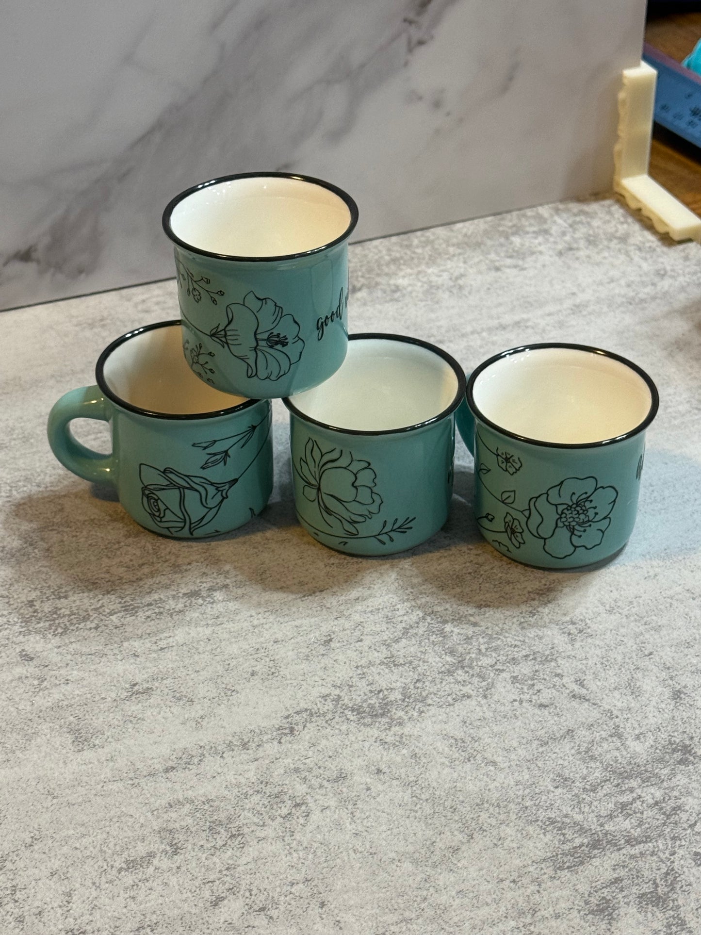 Teal/ Light Blue Espresso Cups 1 oz