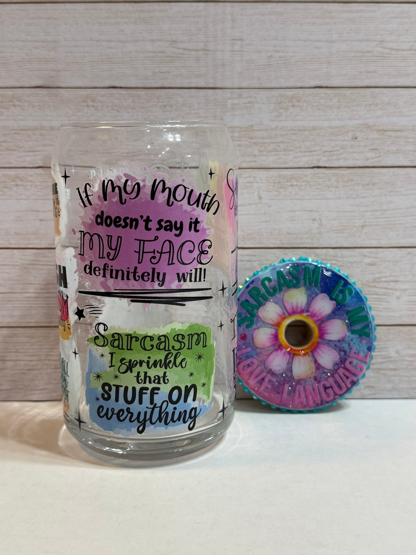 Sarcasm Is My Love Language 16oz Glass Cup with Custom Lid