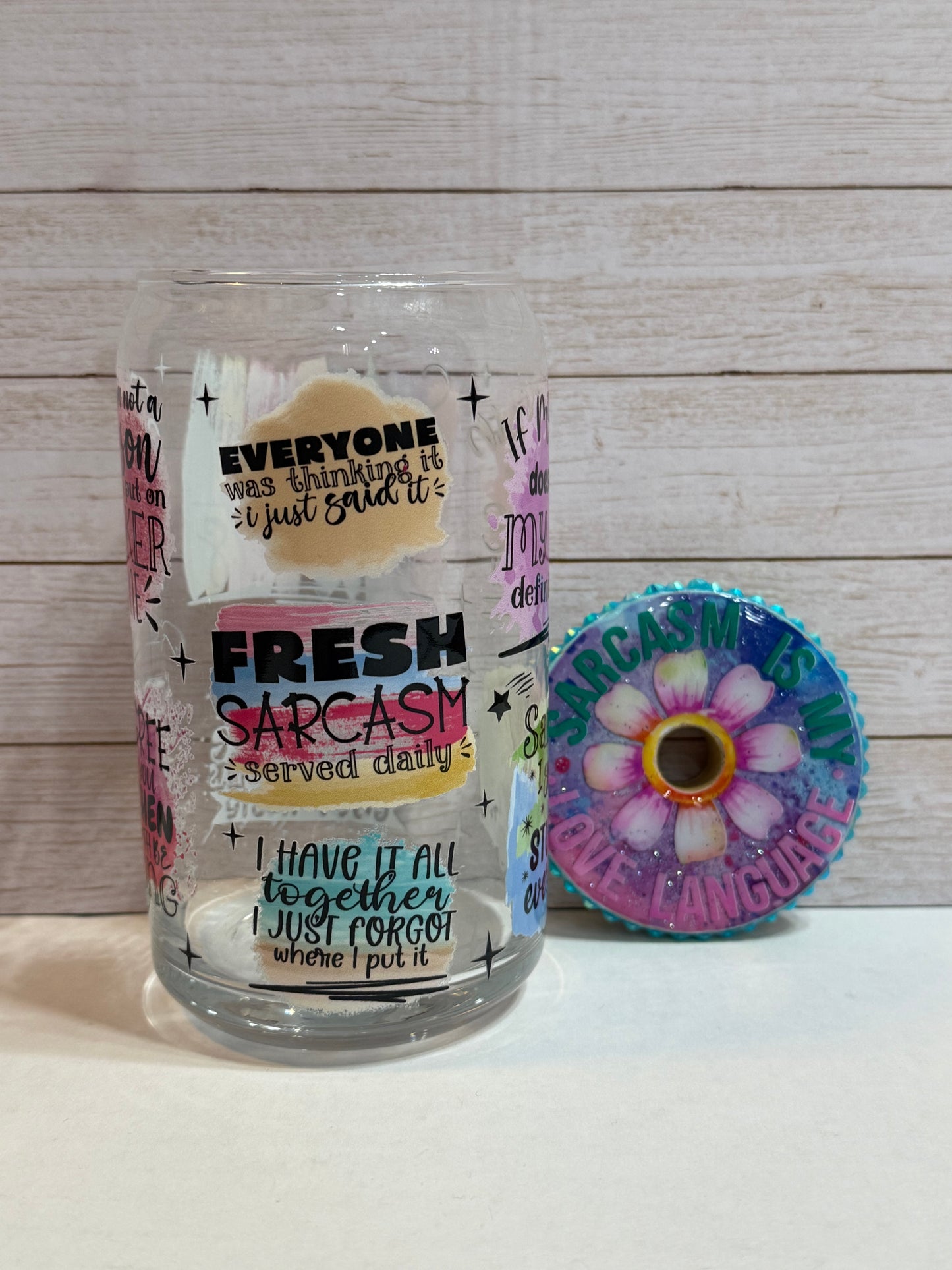 Sarcasm Is My Love Language 16oz Glass Cup with Custom Lid