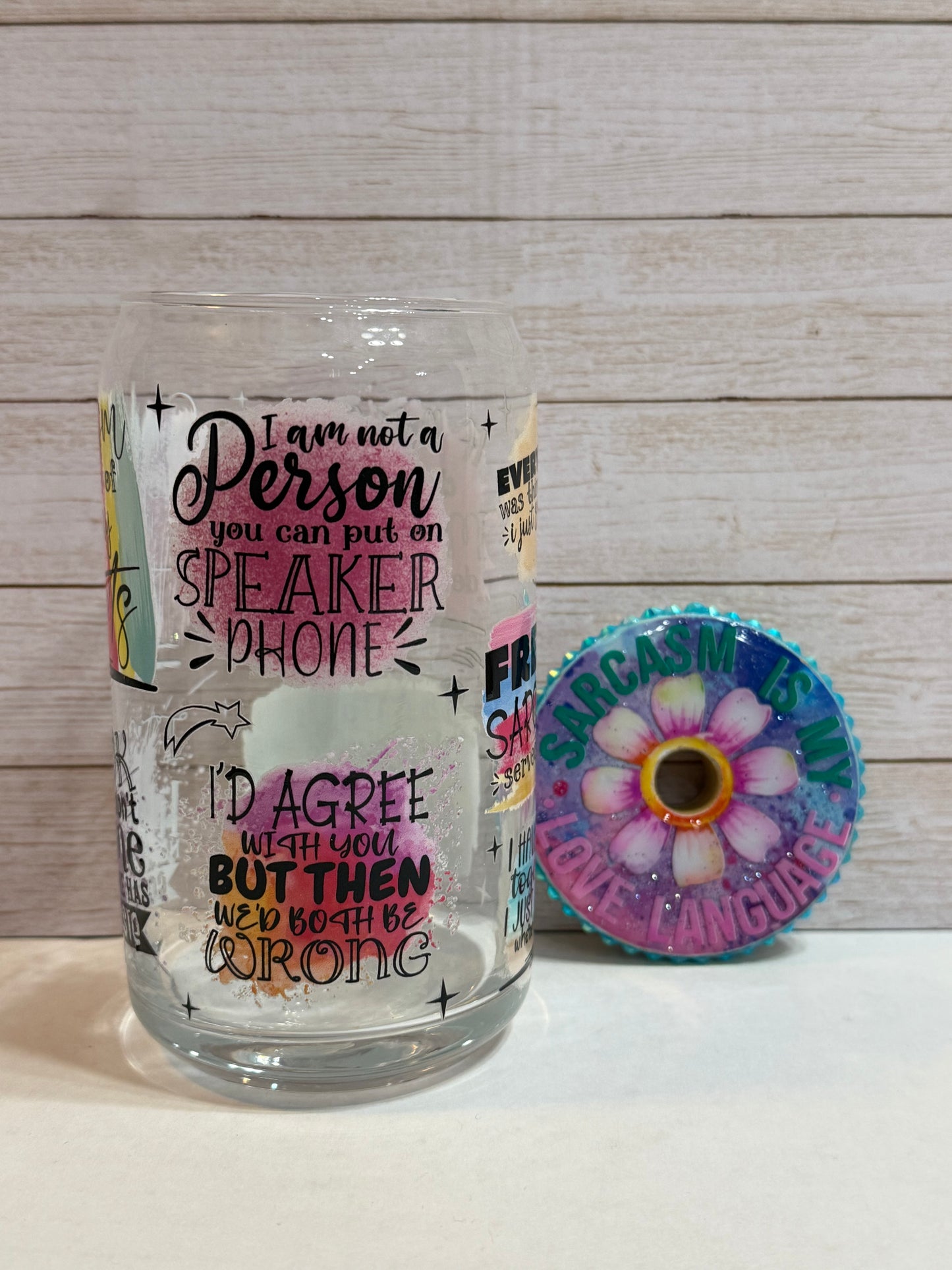 Sarcasm Is My Love Language 16oz Glass Cup with Custom Lid