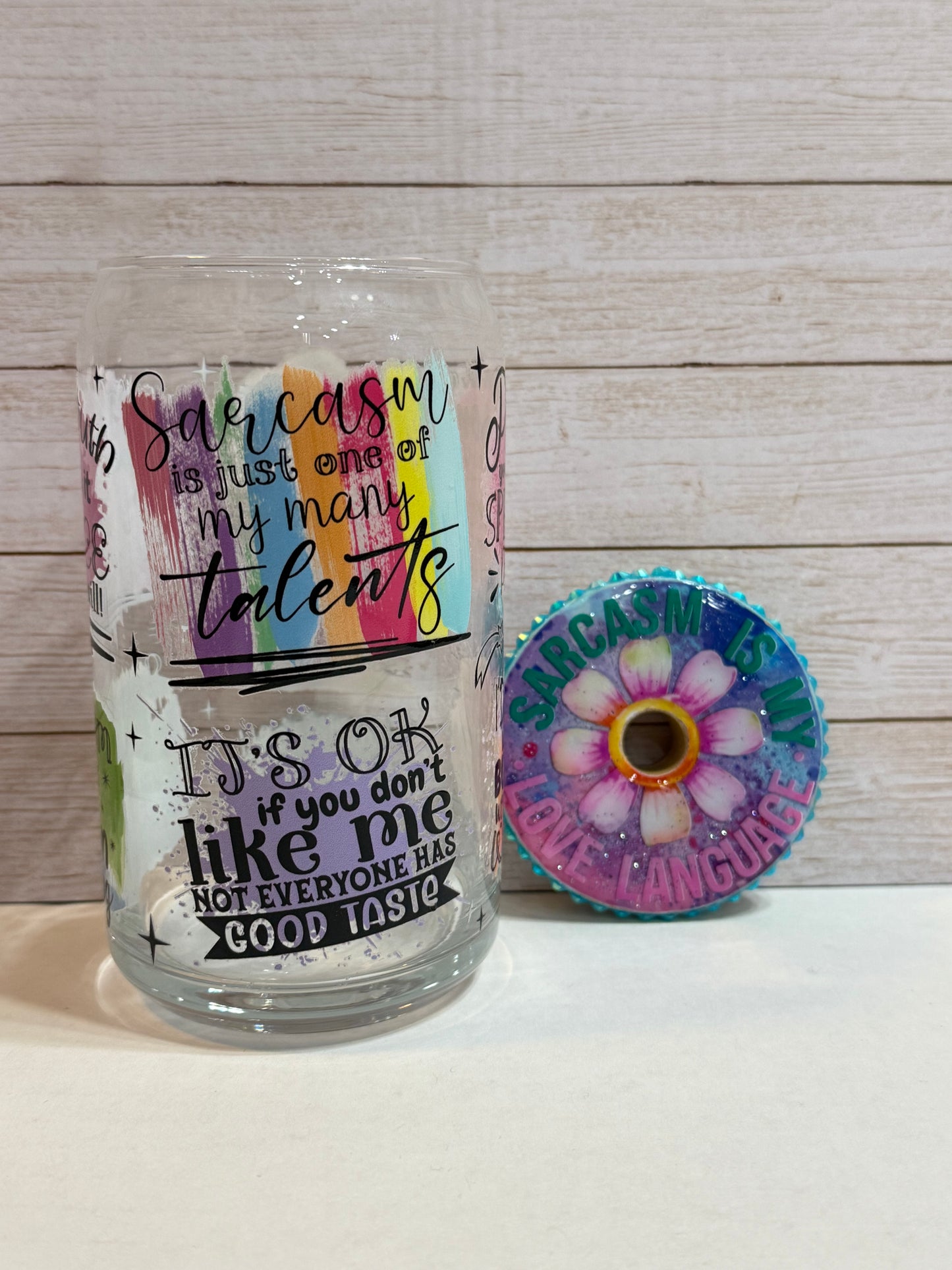 Sarcasm Is My Love Language 16oz Glass Cup with Custom Lid