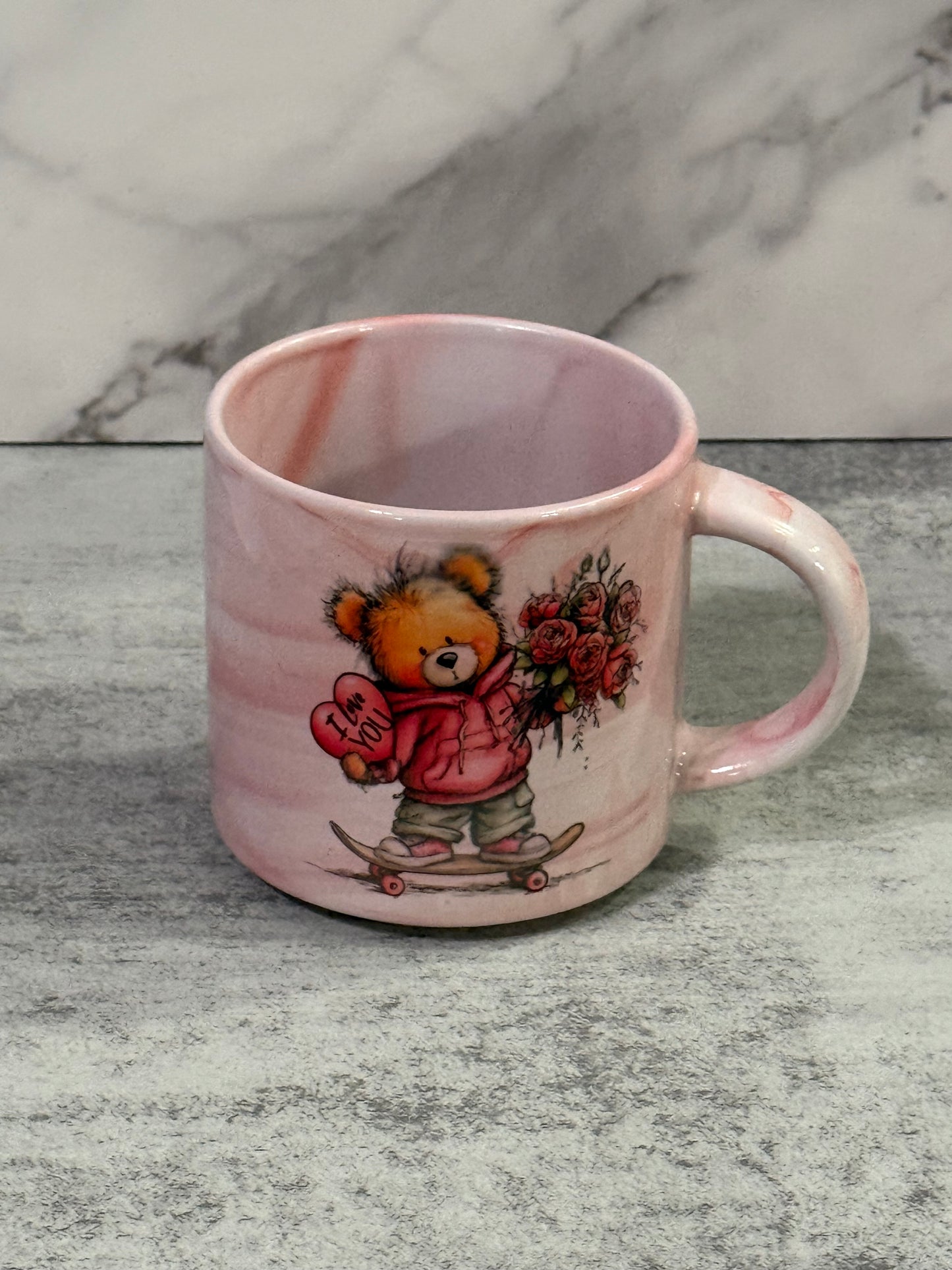 Skateboarding Bear - Heart & Flowers