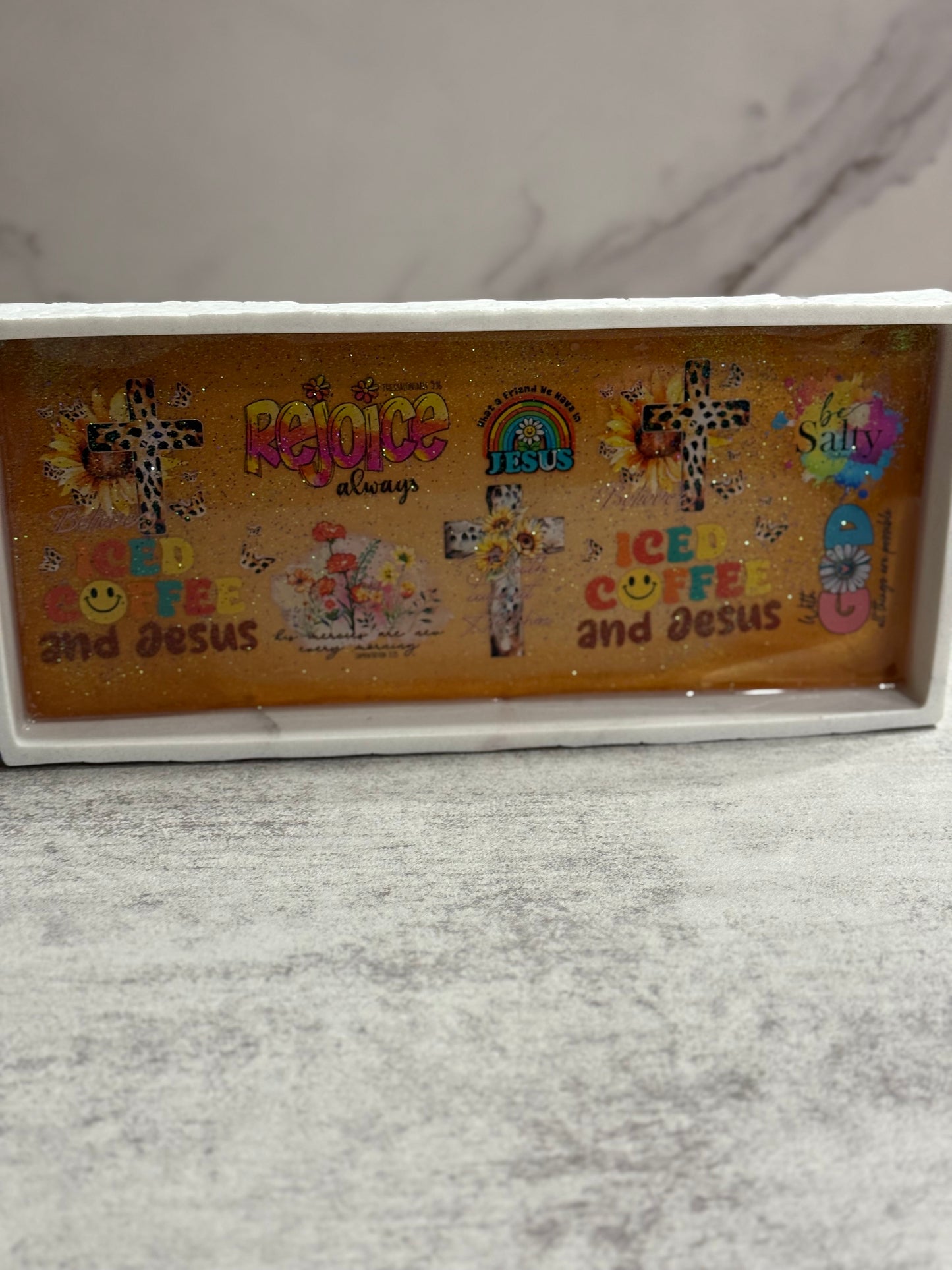 Iced Coffee & Jesus Rejoice Always Marble Dish
